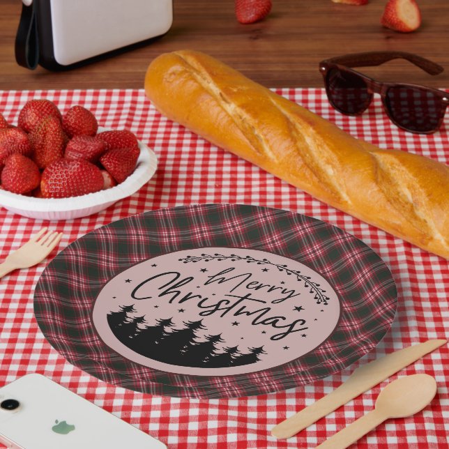 Prato De Papel Tweedside Modern Scottish Tartan Christmas (Piquenique)