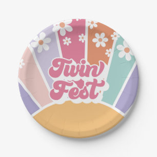 Prato De Papel Twin Fest Retro Sunshine Rainbow Daisy