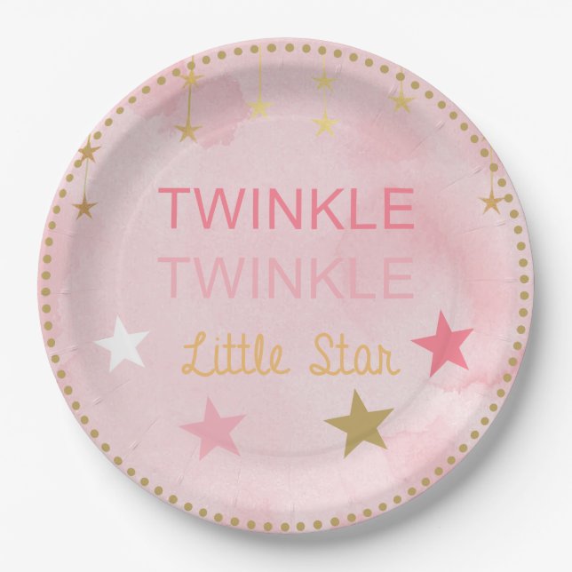 Prato De Papel Twinkle Little Star Baby Girl (Frente)