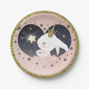 Prato De Papel Twinkle Little Star Coelhozinho Pêssego Chá de Beb