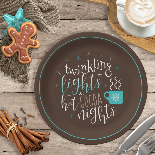 Prato De Papel Twinkling Lights Hot Cocoa Nights ID593 (Criador carregado)