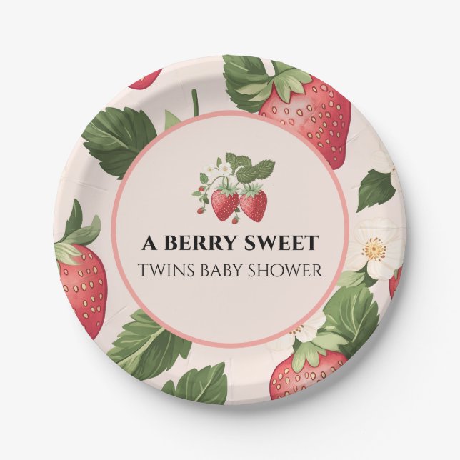 Prato De Papel TWINS Berry Sweet Strawberry Chá de fraldas (Frente)