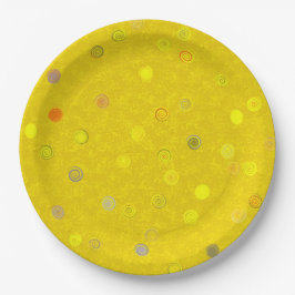 Prato De Papel Twisty Polka Dot Spirals Yellow Paper Party Plates