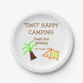 Prato De Papel Two happy camping 2nd birthday tree camp kids