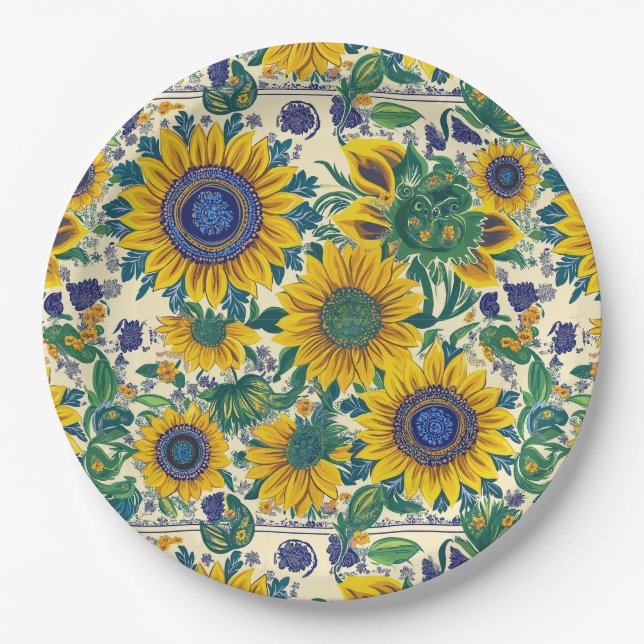 Prato De Papel Ukrainian folk art pattern (Frente)