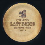 Prato De Papel Último Rodeo Cowboy Grunge Brown Bachelor Party<br><div class="desc">Chamando todos vaqueiros para celebrar o último Rodeio do amigo do sul. Um par marrom de botas de cowboy e que se sentam sobre uma placa de papel do estilo de pergaminho desbotada grunge por diversão com seus amigos ocidentais do país. Uma legal despedida de solteiro do oeste.</div>