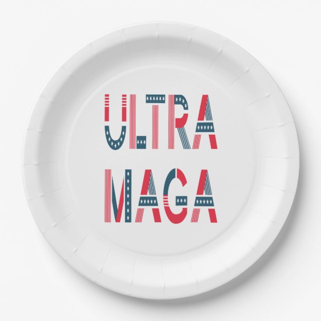 Prato De Papel Ultra MAGA Trump Patriota Republicano Conservador (Frente)