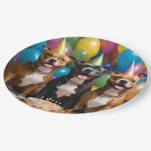 Prato De Papel Um Aniversário Muito Feliz de Staffy Com Bolo,
