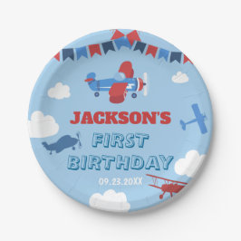Prato De Papel Um Ano De Voo De Avião primeiro aniversario Voou N