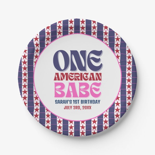 Prato De Papel Um Babe Americano em 4 de julho de primeiro aniver (Frente)