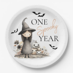 Prato De Papel Um Balão de Aniversário de Halloween de Bruxa de U