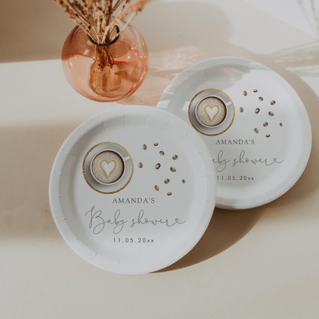 Prato De Papel Um Bebê Está Fazendo Chá de fraldas De Café (Criador carregado)