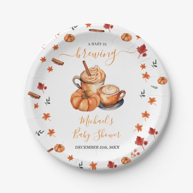 Prato De Papel Um Bebê Está Fazendo Chá de fraldas De Café Com Pu (Frente)