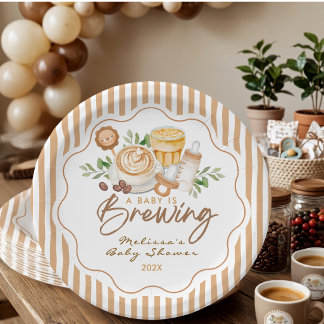 Prato De Papel Um Bebê Está Preparando Café Latte Chá de Bebê