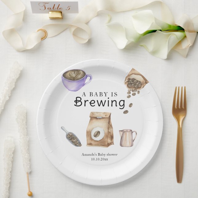 Prato De Papel Um Bebê Está Preparando Xícara de Café Chá de Bebê (Casamento)