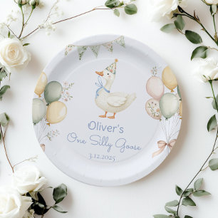 Prato De Papel Um Bobo de primeiro aniversario de Goose Boy