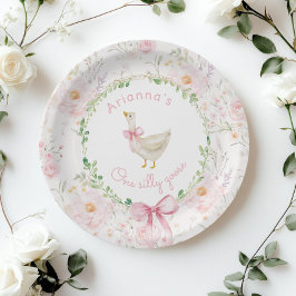 Prato De Papel Um Bobo ganha Arco rosa-rosado primeiro aniversari