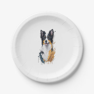 Prato De Papel Um cãozinho fofo Border Collie
