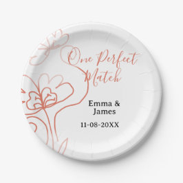 Prato De Papel Um casal de casamento de terracota com nome perfei