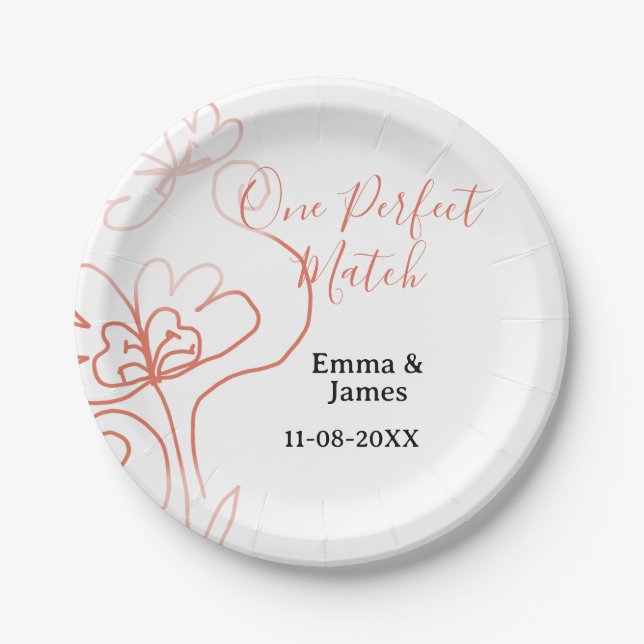 Prato De Papel Um casal de casamento de terracota com nome perfei (Frente)