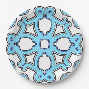 Prato De Papel Um clássico design azul e branco elegante