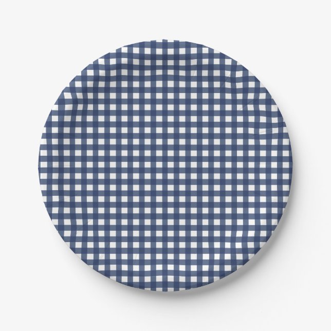 Prato De Papel Um coelhinho azul de Gingham (Frente)