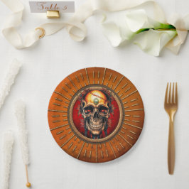 Prato De Papel Um crânio
