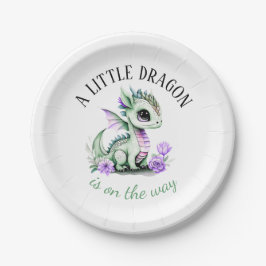 Prato De Papel Um Dragão Está A Caminho Do Chá de fraldas