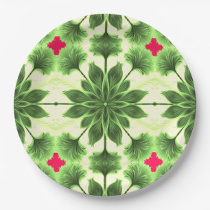 Prato De Papel Um elegante design verde vermelho clássico