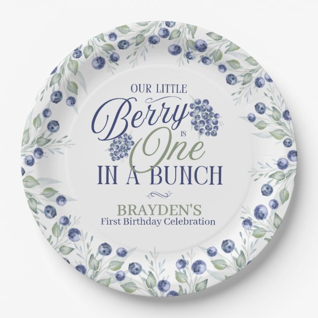 Prato De Papel Um Em Um Monte Primeiro Aniversário (Frente)