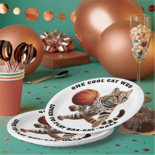 Prato De Papel Um Gato Legal que ama jogar bola de gato-do-gato