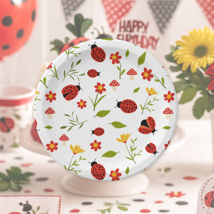 Prato De Papel Um Inseto bonito primeiro aniversario Ladybug