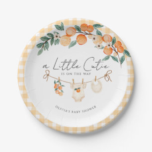 Prato De Papel Um lindo enxoval laranja xadrez para uma pequena f
