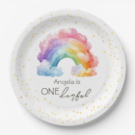 Prato De Papel Um maravilhoso Aniversário de criança Arco-íris