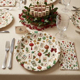 Prato De Papel Um Natal de Mahjong