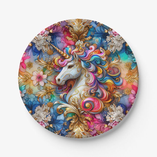 Prato De Papel UM NATAL DO UNICORN ~ Cute ~ (Frente)