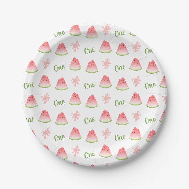 Prato De Papel Um no aniversário da Melon Watermelon (Frente)