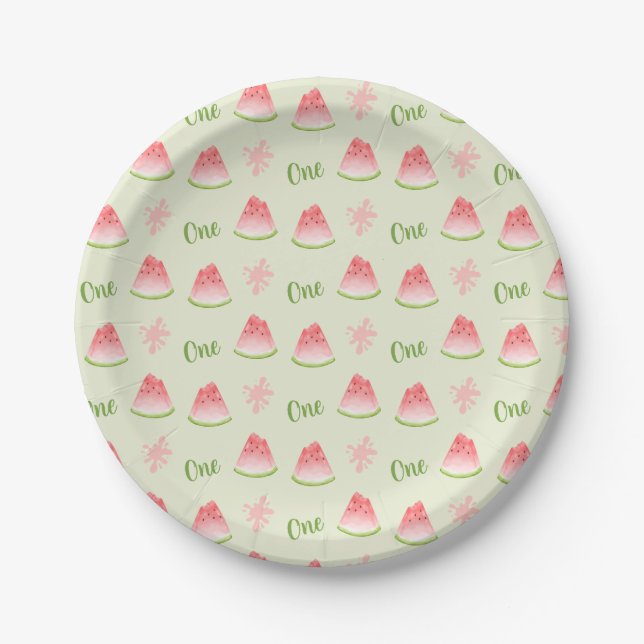 Prato De Papel Um no aniversário da Melon Watermelon (Frente)