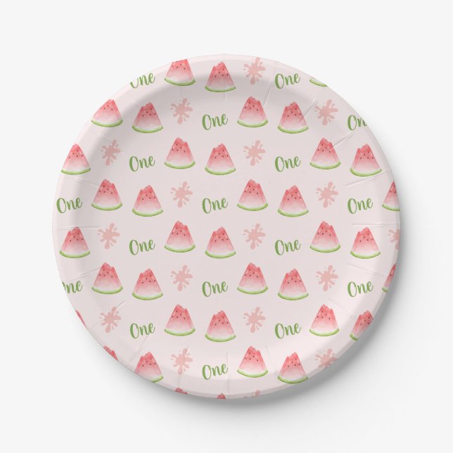 Prato De Papel Um no aniversário da Melon Watermelon (Frente)