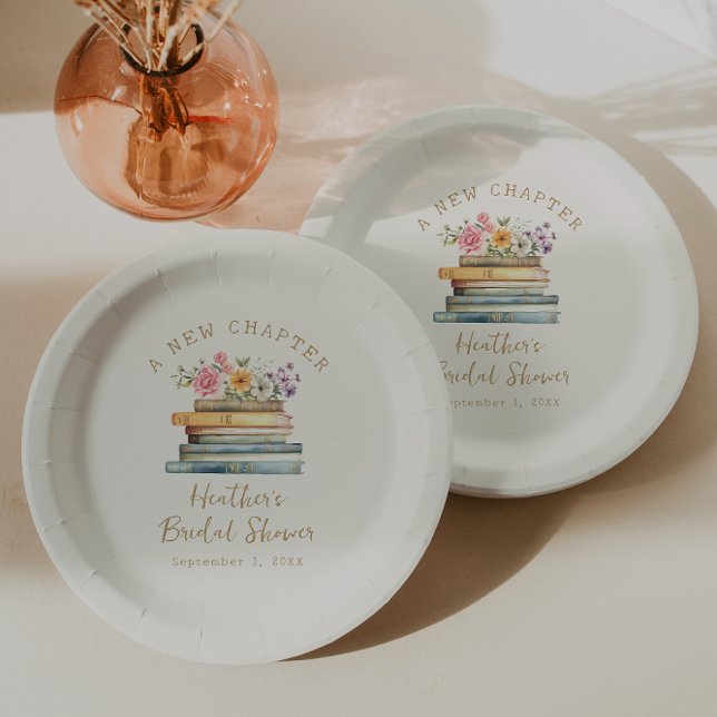 Prato De Papel Um novo Chá de panela de Livros do Capítulo (A New Chapter Books Wildflower Bridal Shower Paper Plates by Painted Paperie
)