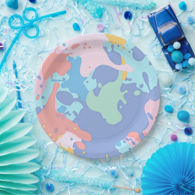 Prato De Papel Um padrão confuso de manchas de tinta (Festa)