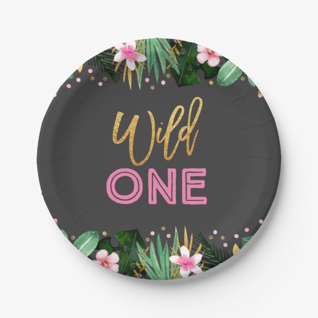 Prato De Papel Um partido selvagem dos animais da selva da placa (Frente)