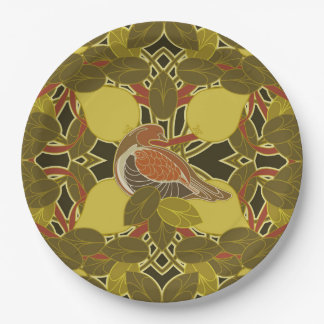 Prato De Papel Um Partucho Em Uma Placa De Papel De Árvore Perto