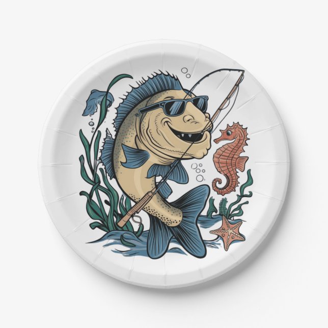 Prato De Papel um peixe sorridente (Frente)