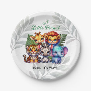 Prato De Papel Um pequeno amendoim está a caminho CHÁ DE FRALDA