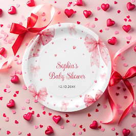 Prato De Papel Um Pequeno Arco Vermelho,  Vermelho, Chá de fralda