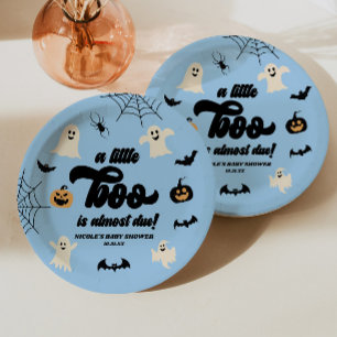 Prato De Papel Um Pequeno Boo Está Quase A Vir! Chá de fraldas de