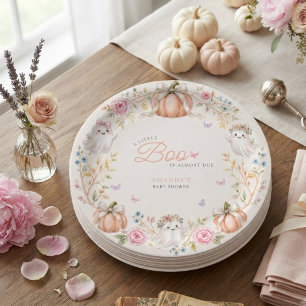 Prato De Papel Um Pequeno Boo Fofo Chuveiro de Bebê Rosa Outubro