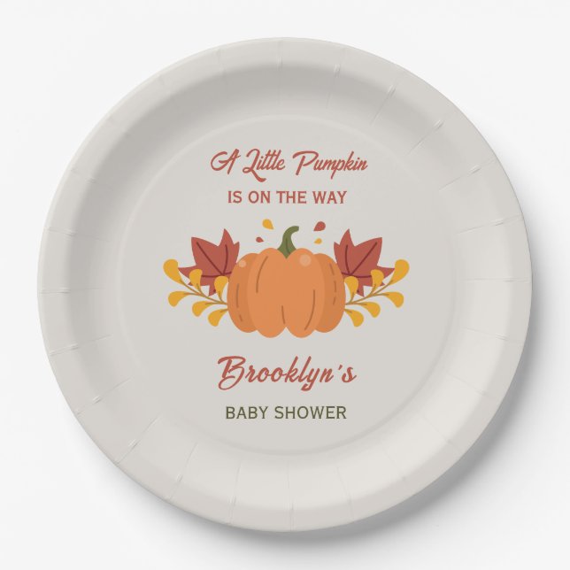 Prato De Papel Um Pequeno Chá de fraldas De Abóbora Que O Outono  (Frente)