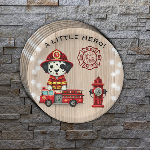 Prato De Papel Um Pequeno Chá de fraldas de Bombeiros Hero